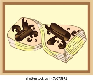 Illustrations of the cake. Beautiful batch. Beautiful menu.