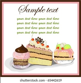 Illustrations of the cake. Menu. eps10