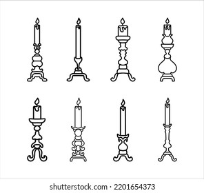 Illustrations of a Candlestick Vintage Holder 