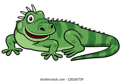 Illustrations Of Cartoon Green Iguana