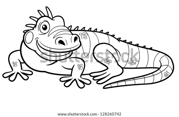 Download Illustrations Cartoon Green Iguana Coloring Book Stock ...