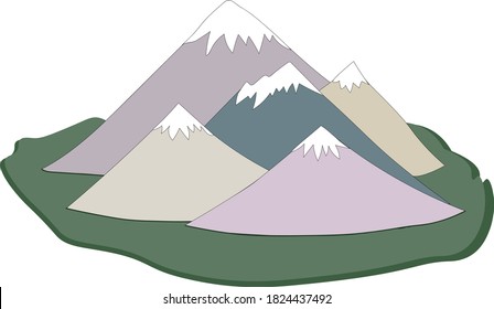  illustrations of cartoon mountain. Vector illustration