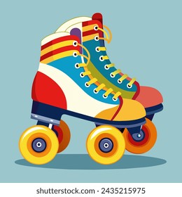 Illustrations of casters on multi-colored wheels on laces