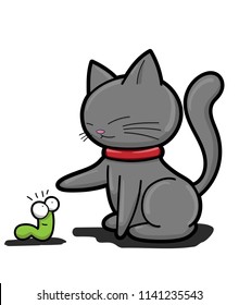 Illustrations of cat action logo on white background, Animals vector of isolated a cute cat icon
