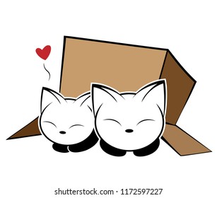Illustrations of cat action logo on white background, Animals vector of isolated a cute cat icon