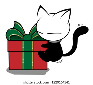 Illustrations of cat action logo on white background, Animals vector of isolated a cute cat icon