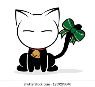 Illustrations of cat action logo on white background, Animals vector of isolated a cute cat icon