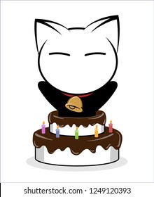 Illustrations of cat action logo on white background, Animals vector of isolated a cute cat icon