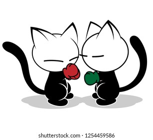 Illustrations of cat action logo on white background, Animals vector of isolated a cute cat icon