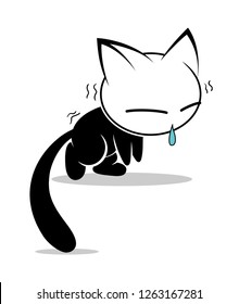 Illustrations of cat action logo on white background, Animals vector of isolated a cute cat icon