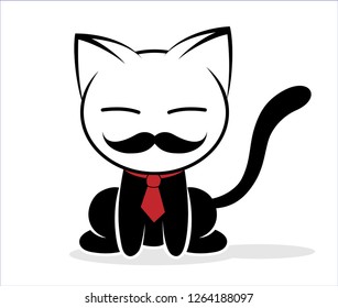 Illustrations of cat action logo on white background, Animals vector of isolated a cute cat icon
