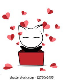 Illustrations of cat action logo on white background, Animals vector of isolated a cute cat icon