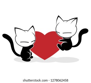 Illustrations of cat action logo on white background, Animals vector of isolated a cute cat icon
