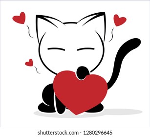 Illustrations of cat action logo on white background, Animals vector of isolated a cute cat icon