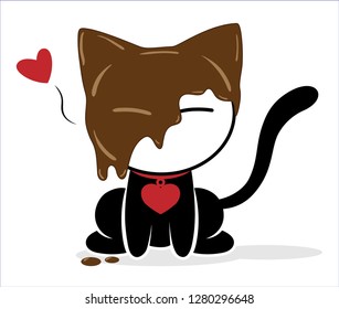Illustrations of cat action logo on white background, Animals vector of isolated a cute cat icon