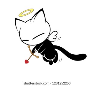 Illustrations of cat action logo on white background, Animals vector of isolated a cute cat icon