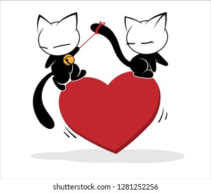 Illustrations of cat action logo on white background, Animals vector of isolated a cute cat icon