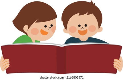 Ilustraciones de niños leyendo juntos