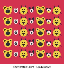 
ilustraciones de rostros animales infantiles en patrones