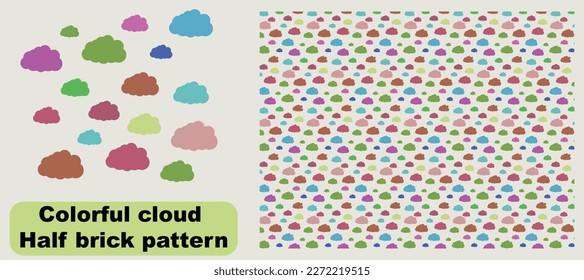 illustrations of children's covers and product packaging, Seamless pattern of colorful cloud shapes