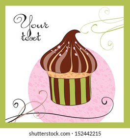 Illustrations of the chocolate cake with cherry