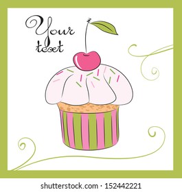 Illustrations of the chocolate cake with cherry