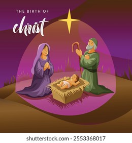 Illustrations of Christmas and scene the Nativity