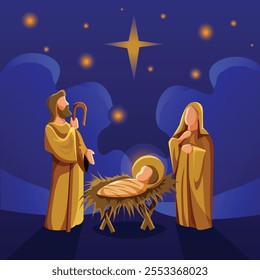 Illustrations of Christmas and scene the Nativity