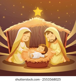 Illustrations of Christmas and scene the Nativity