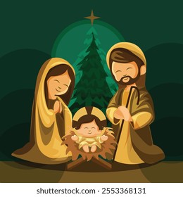 Ilustraciones de Navidades y escenario de la Natividad