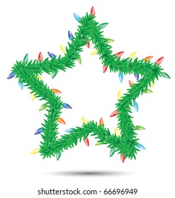 illustrations of christmas wreath as star shape.