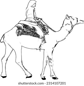 The illustrations and clipart. Black and white silhouette of a camel