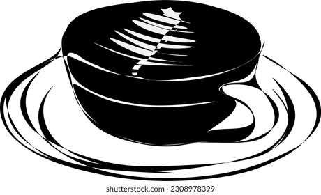 The illustrations and clipart. A black-and-white silhouette of a coffee in the glass	

