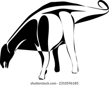 The illustrations and clipart. A black-and-white silhouette of a Nigersaur