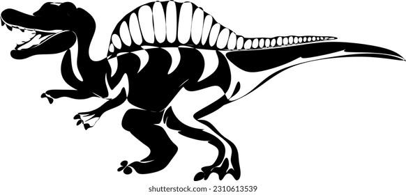 The illustrations and clipart.  A black-and-white silhouette of a Spinosaurus	
