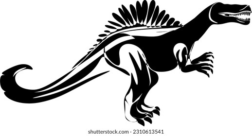 The illustrations and clipart.  A black-and-white silhouette of a Spinosaurus	
