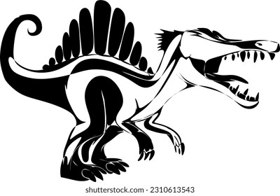 The illustrations and clipart.  A black-and-white silhouette of a Spinosaurus	
