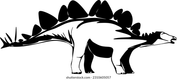 The illustrations and clipart. A black-and-white silhouette of a Stegosaurus	
