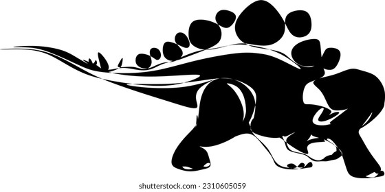 The illustrations and clipart. A black-and-white silhouette of a Stegosaurus	
