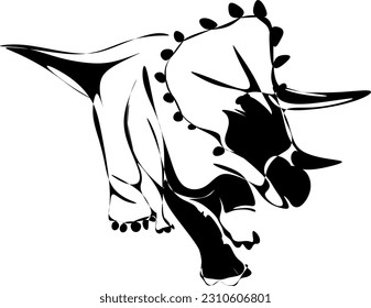 The illustrations and clipart. A black-and-white silhouette of a triceratops	
