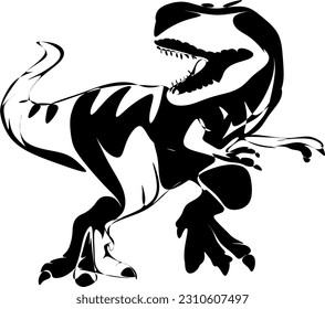 The illustrations and clipart. A black-and-white silhouette of a Tyrannosaurus