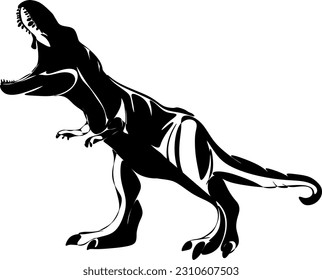 Illustrationen und Clipart. Schwarz-Weiß-Silhouette eines Tyrannosaurus