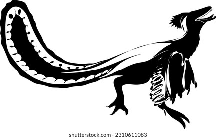 The illustrations and clipart. A black-and-white silhouette of a Velociraptor	
