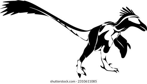 The illustrations and clipart. A black-and-white silhouette of a Velociraptor	
