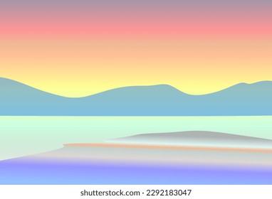The illustrations and clipart. Cartoon image. sunset over the mountains.