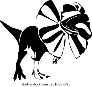 The illustrations and clipart. Jurassic park. A black-and-white silhouette of a Dilophosaurus	
