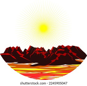 The illustrations and clipart. logo design. Isunset in the mountains