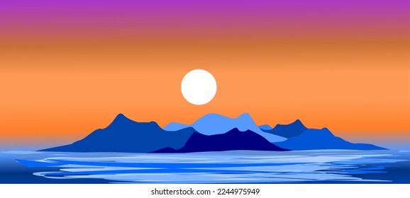 The illustrations and clipart. logo design. sunset over the mountains