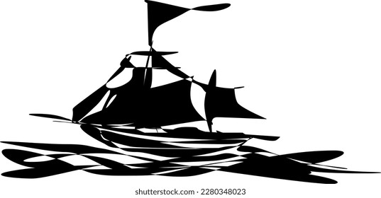 The illustrations and clipart. ship in the sea