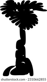 The illustrations and clipart. silhouette of a black and white small wild tree